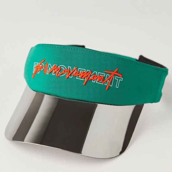 NWT Free People All Set Metallic Visor in Heritage Green - Picture 1 of 5